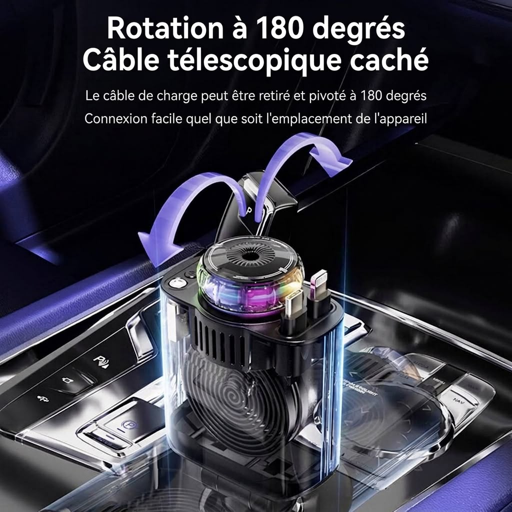 W&O Starlight 5-en-1 ✨  Le Chargeur Qui Transforme Votre Voiture en Bulle de Bien-être