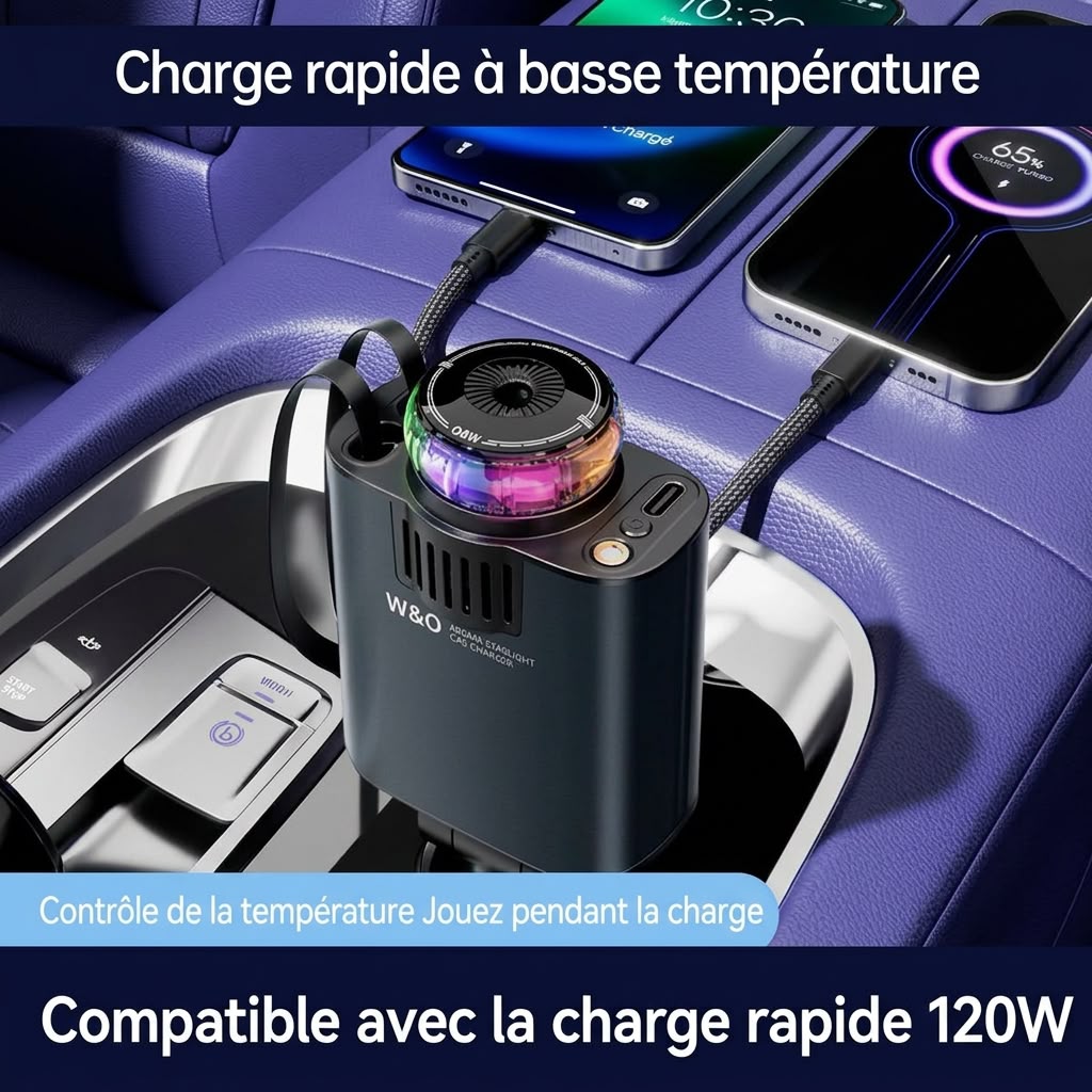W&O Starlight 5-en-1 ✨  Le Chargeur Qui Transforme Votre Voiture en Bulle de Bien-être